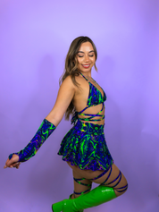 CONJUNTO DE FALDA CON REMOLINO CÓSMICO DE 3 PIEZAS