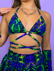 CONJUNTO DE FALDA CON REMOLINO CÓSMICO DE 3 PIEZAS