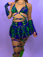 CONJUNTO DE FALDA CON REMOLINO CÓSMICO DE 3 PIEZAS