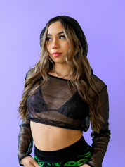 CROPPED FISHNET HOODIE