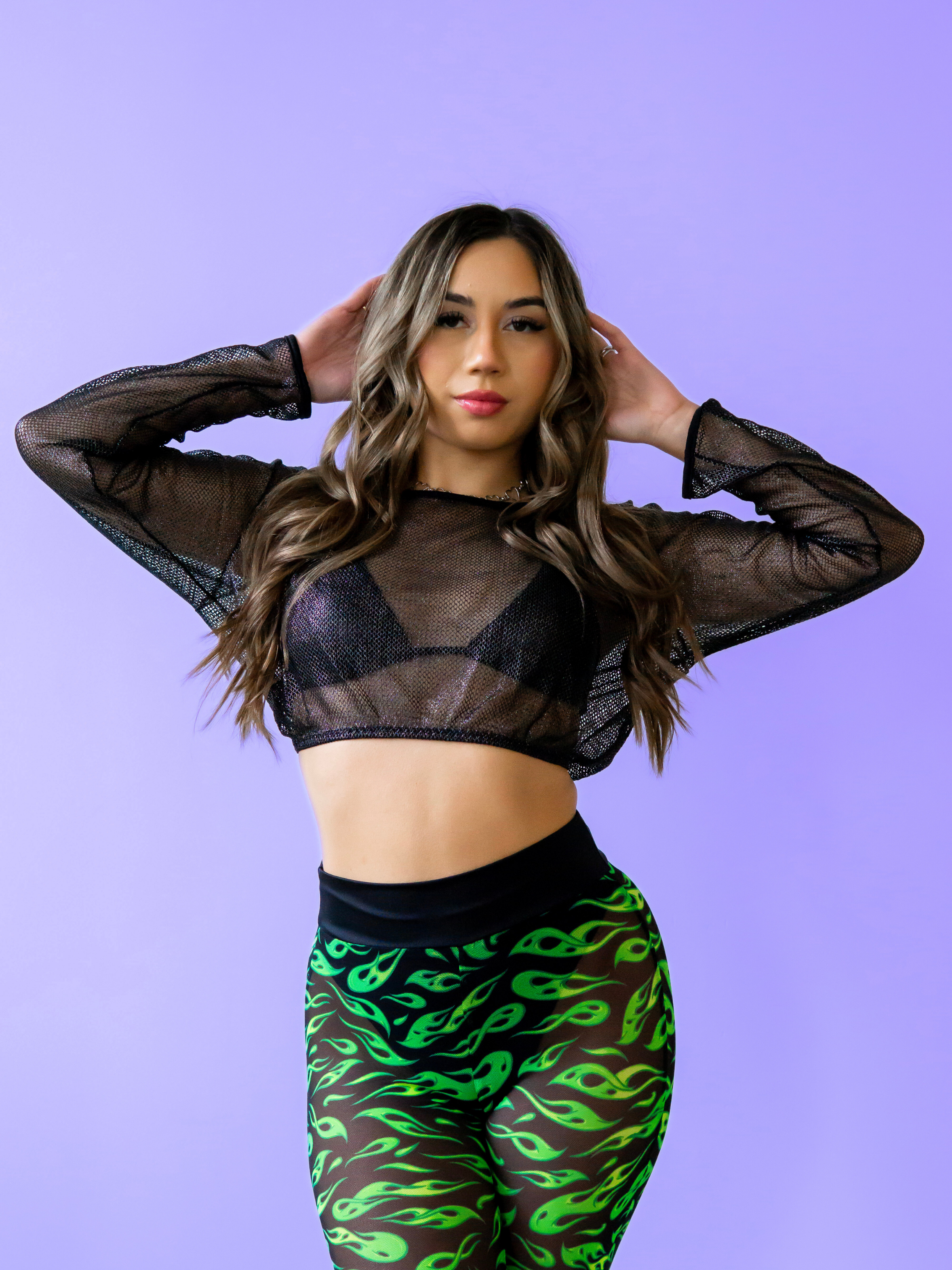 CROPPED FISHNET HOODIE