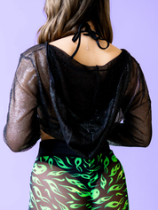 CROPPED FISHNET HOODIE