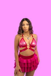 PINK STARDUST MESH TRIANGLE TOP