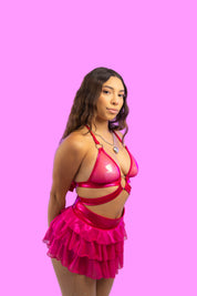 PINK STARDUST MESH TRIANGLE TOP