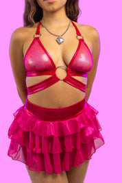 PINK STARDUST MESH TRIANGLE TOP