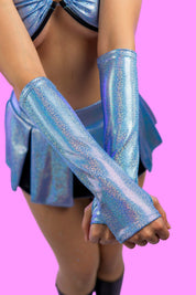 BABY BLUE HOLO GLOVES