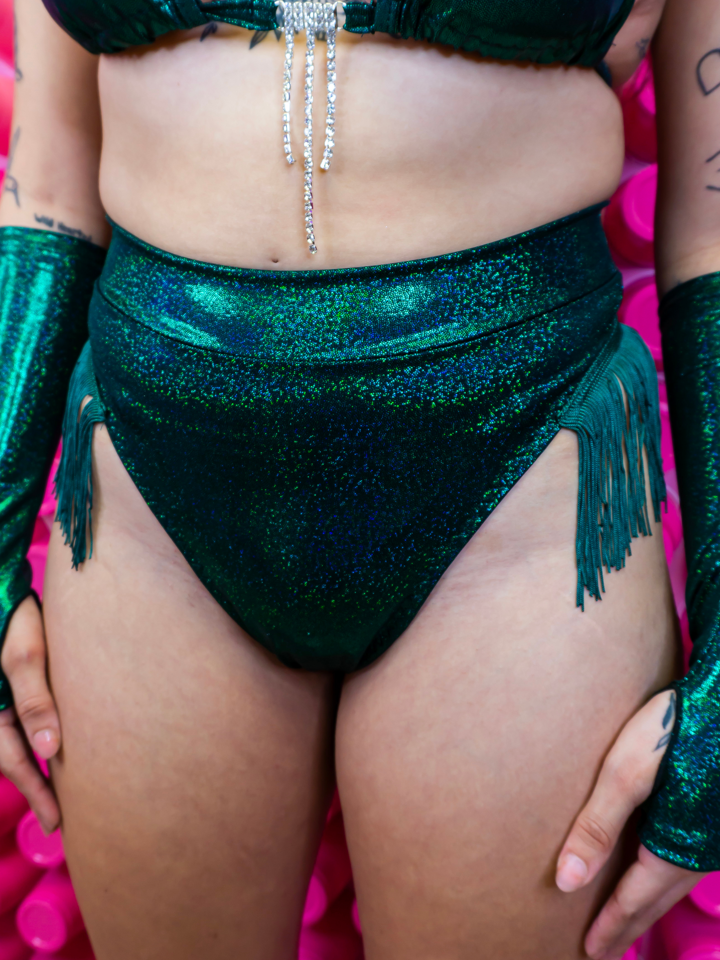 EMERALD FRINGE THONG BOTTOMS