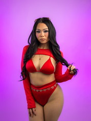 RED HOT MESH SHRUG